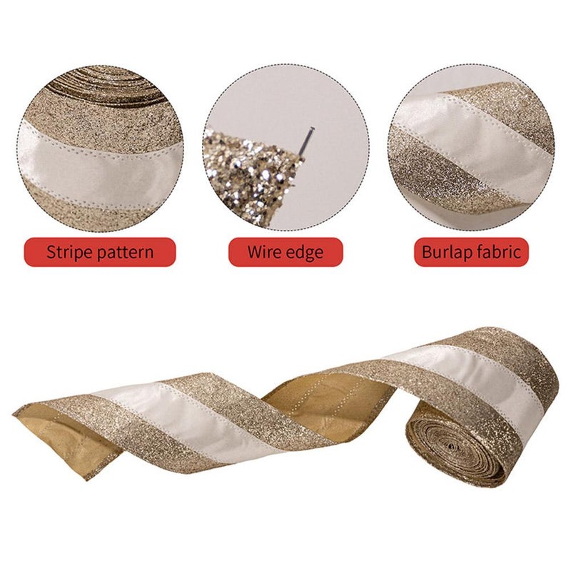 Christmas Ribbons for Gift Wrapping,1 Roll 5.5 Yards Fabric Ribbon Use for Bows Bouquet,2.46 Inch Wide Glitter Wrapping Ribbons Xmas Decorative Ribbon for Wreath Bow Gift Decor (Style A) - Image 4